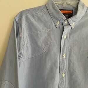 Ball and Buck The Hunter Shirt Blue Oxford Hunting Shoulder Elbow Pad Size Large